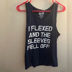 Crazy dog Teen boy, blue tank top-summer shirt- medium